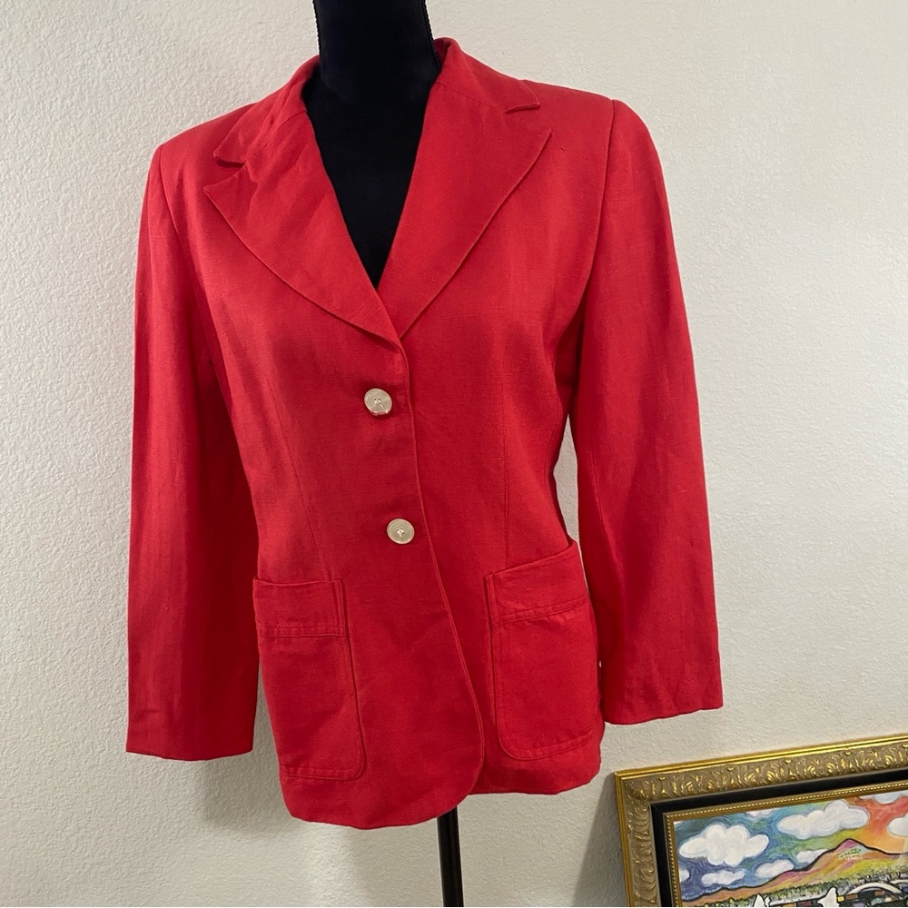 Giorgio Sant Angelo Red‎ Women's Blazer, Linen Rayon Blend, Sz 8